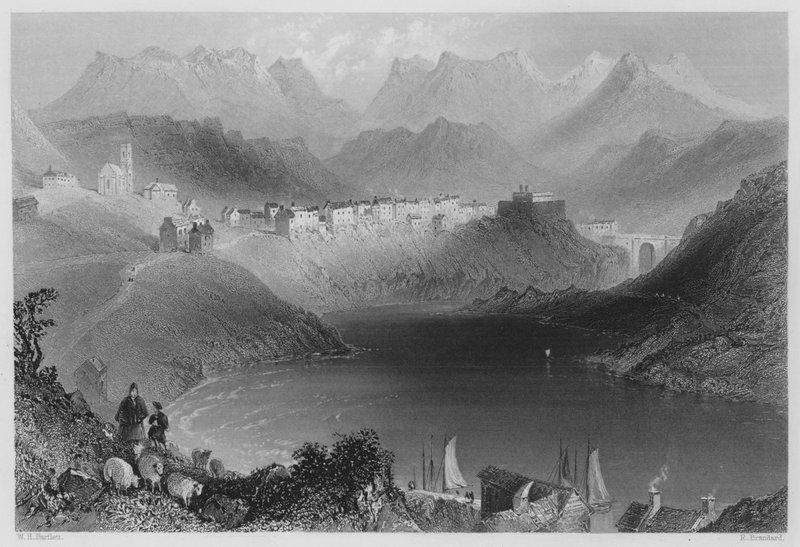 Clifden, Connemara (rytina) od William Henry (after) Bartlett