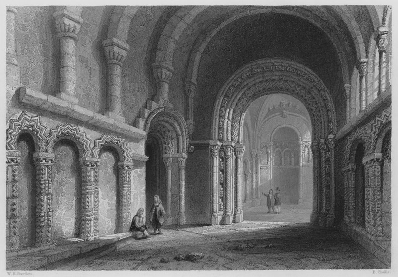 Cormacova kaple, Cashel (rytina) od William Henry (after) Bartlett