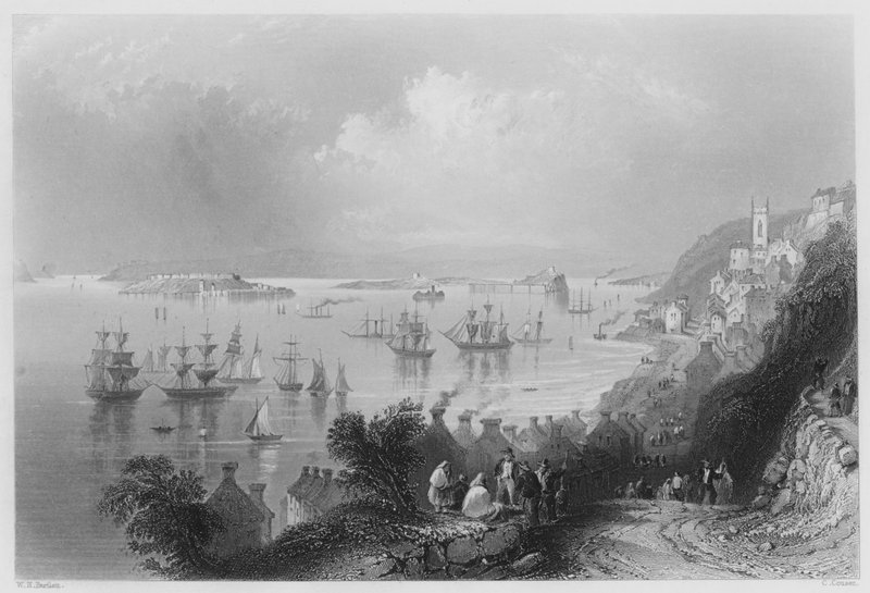Cove Harbour, v přístavu Queenstown (rytina) od William Henry (after) Bartlett