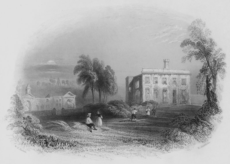 Hrad Dangan, rodiště jeho Grace vévody z Wellingtonu (rytina) od William Henry (after) Bartlett
