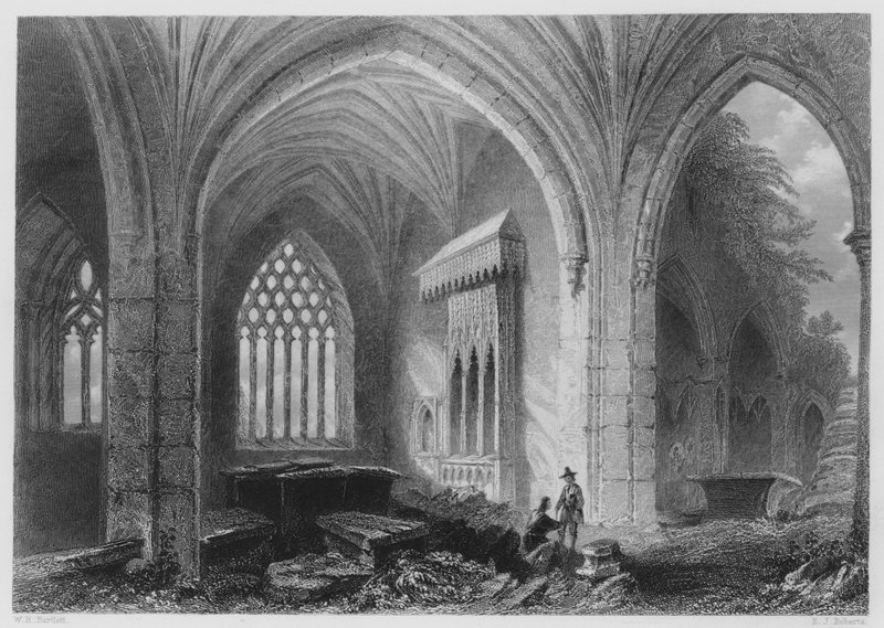 Interiér Holly-Cross Abbey (rytina) od William Henry (after) Bartlett