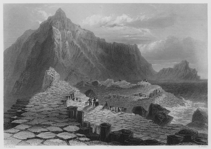 Scéna na Giants Causeway, County Antrim (rytina) od William Henry (after) Bartlett