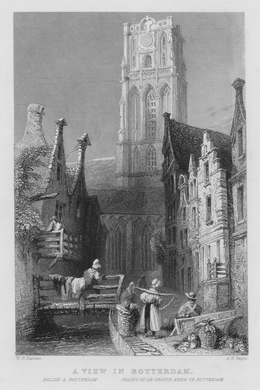 Pohled na Rotterdam (rytina) od William Henry Bartlett
