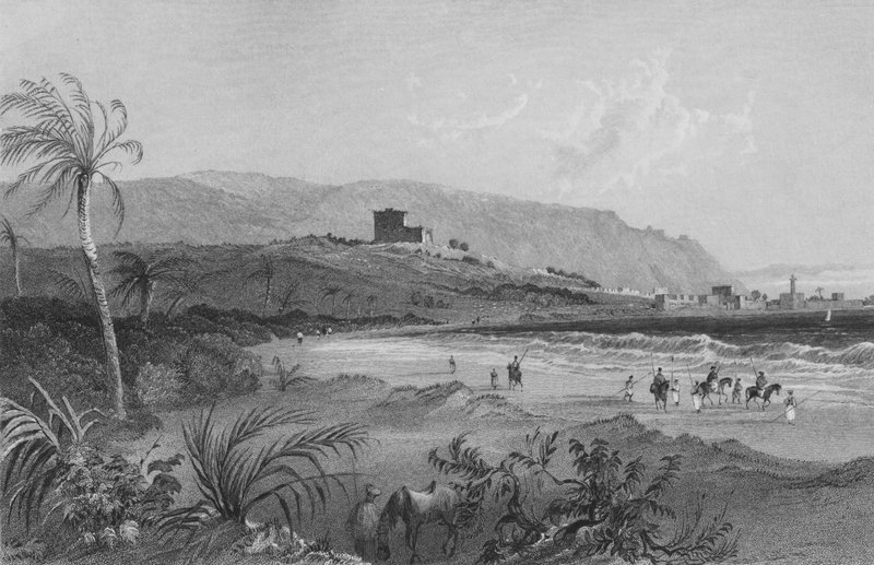 Přiblížení ke Kaifovi, záliv Acre, pobřeží Palestiny od William Henry Bartlett