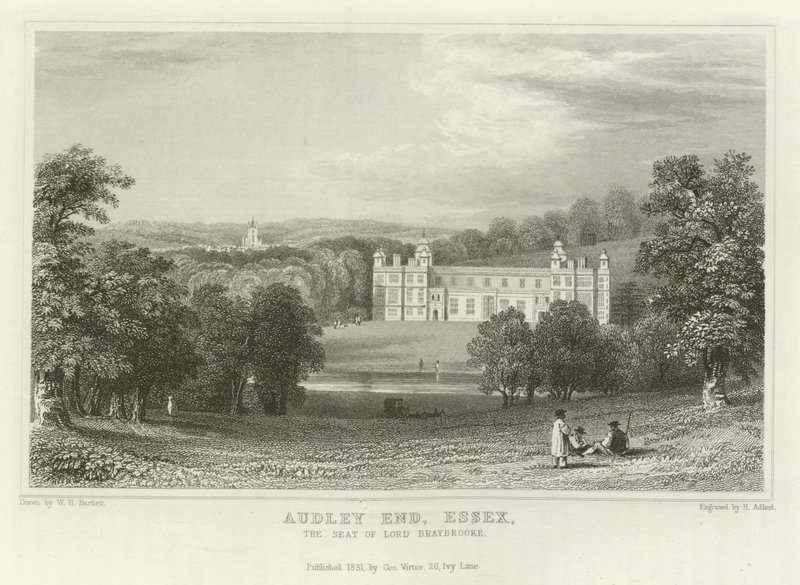 Audley End, Essex, sídlo lorda Braybrooka od William Henry Bartlett