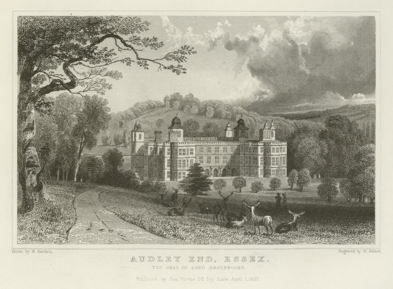 Audley End, Essex, sídlo lorda Braybrooka od William Henry Bartlett