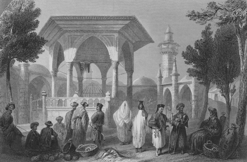 Bazar v Jaffě, starověká Joppa od William Henry Bartlett