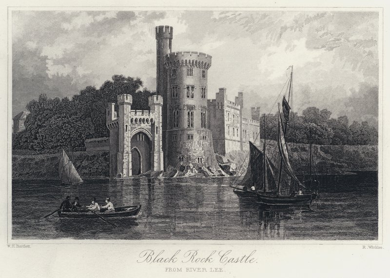 Black Rock Castle, od řeky Lee (rytina) od William Henry Bartlett