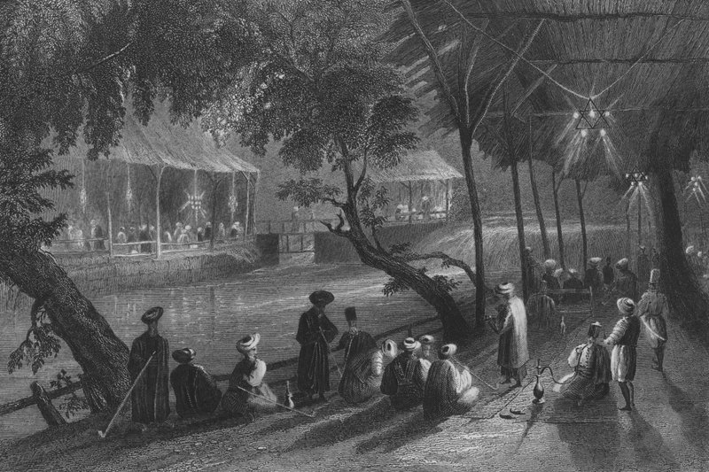 Kavárny v Damašku, na pobočce Barrada, Ancient Pharpar od William Henry Bartlett