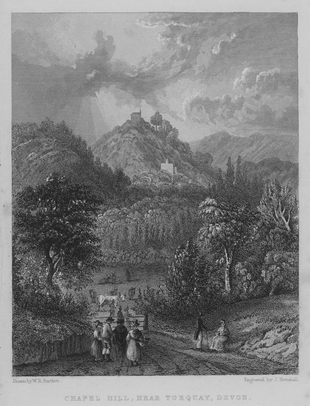 Chapel Hill, poblíž Torquay, Devon (rytina) od William Henry Bartlett