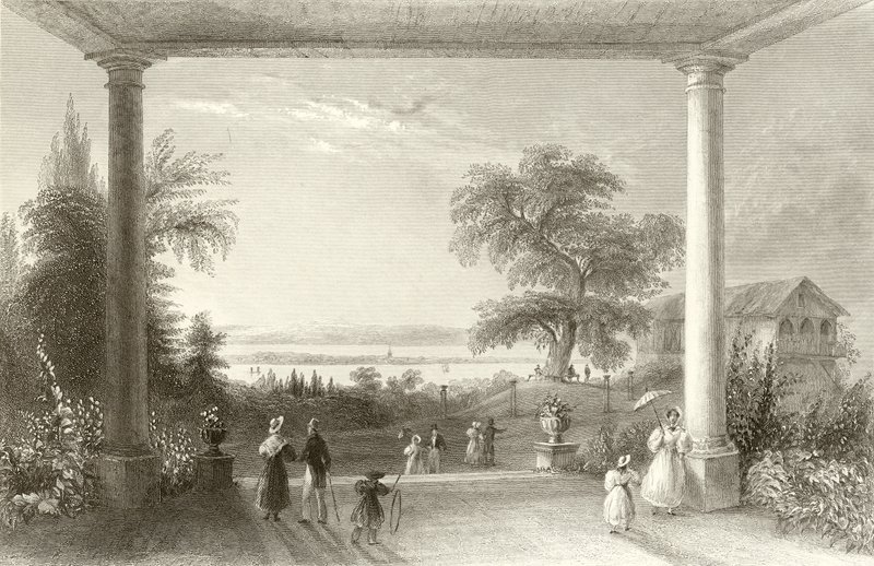 Město a Bodamské jezero, od zámku Wolfsberg od William Henry Bartlett