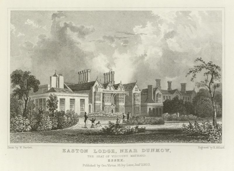 Easton Lodge, poblíž Great Dunmow, sídla vikomta Maynarda, Essex od William Henry Bartlett