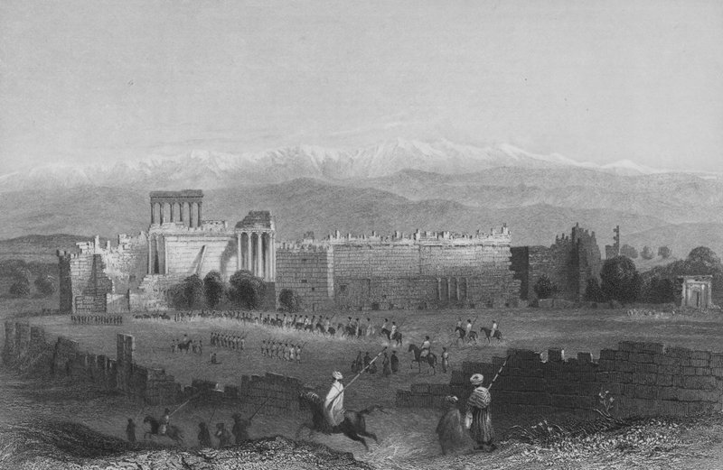 Celkový pohled na Balbec a Anti-Libanus od William Henry Bartlett