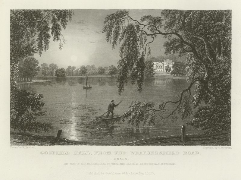 Gosfield Hall, z Weathersfield Road, Essex, sídlo E G Barnarda, Esquire od William Henry Bartlett