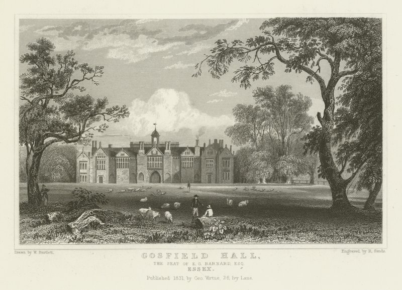 Gosfield Hall, sídlo E G Barnarda, Esquire, Essex od William Henry Bartlett