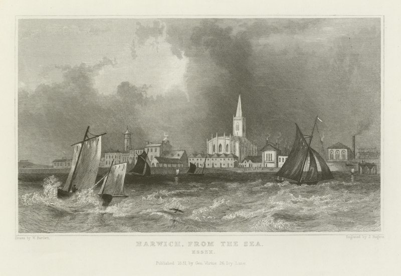 Harwich, z moře, Essex od William Henry Bartlett