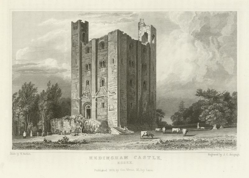 Hrad Hedingham, Essex od William Henry Bartlett