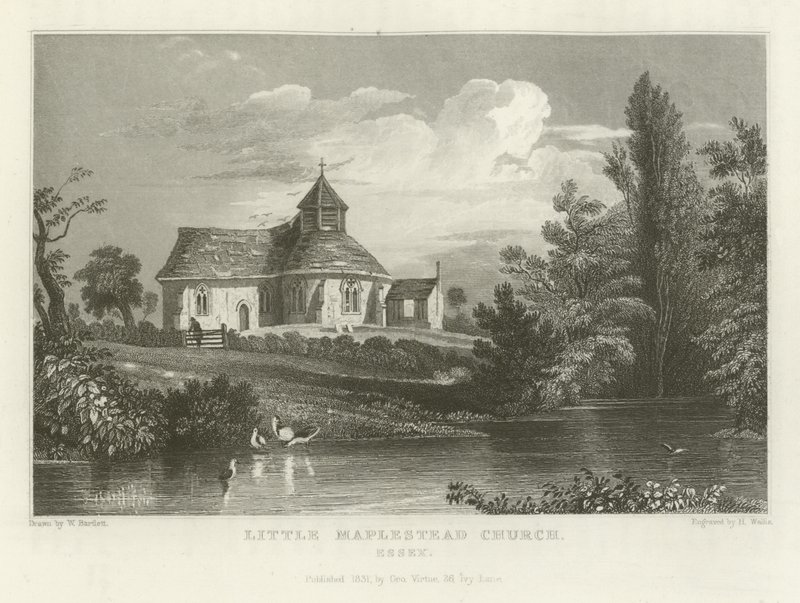 Kostel Little Maplestead, Essex od William Henry Bartlett