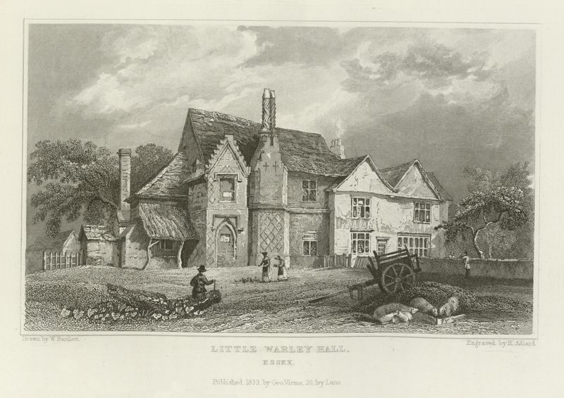 Little Warley Hall, Essex od William Henry Bartlett