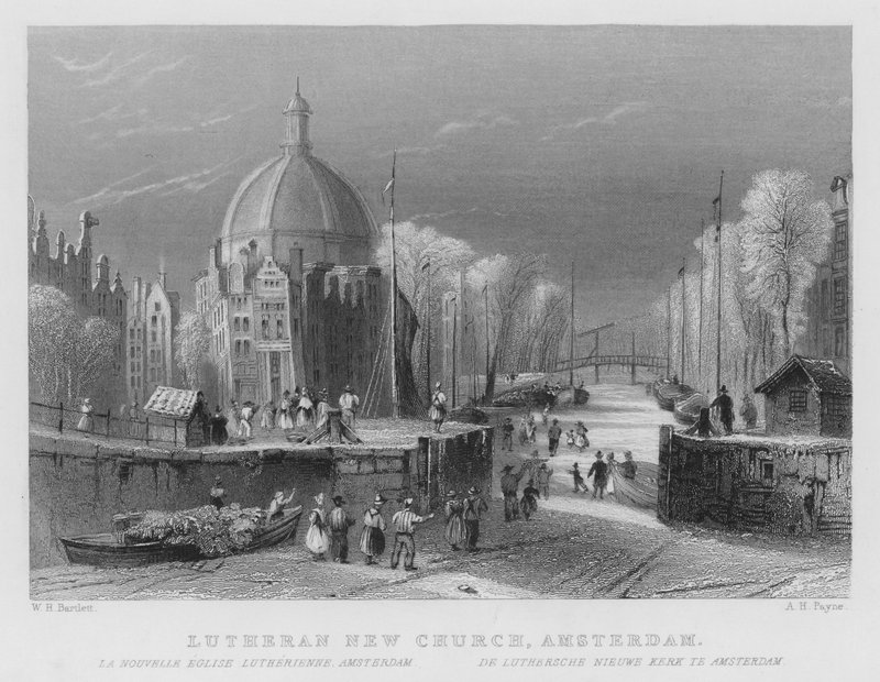 Lutheran New Church, Amsterdam (rytina) od William Henry Bartlett