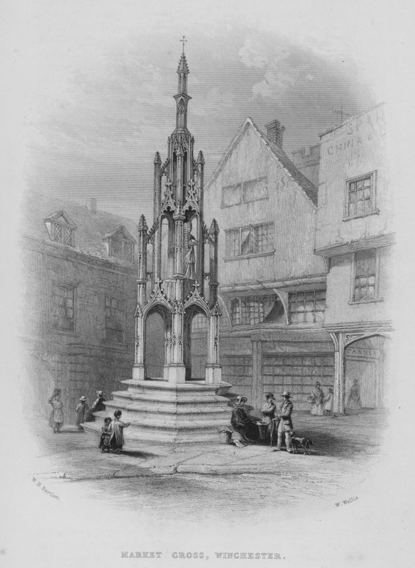 Market Cross, Winchester (rytina) od William Henry Bartlett