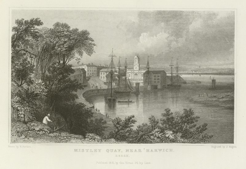 Mistley Quay, poblíž Harwich, Essex od William Henry Bartlett