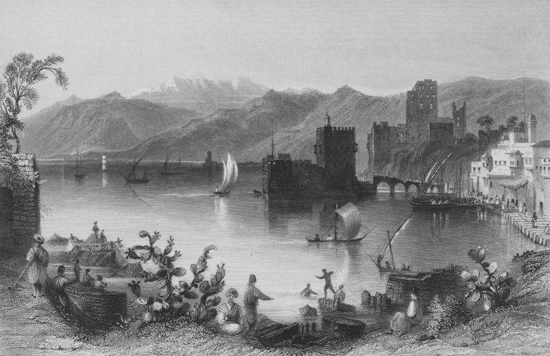 Přístav Bejrút, starověký Berothai od William Henry Bartlett