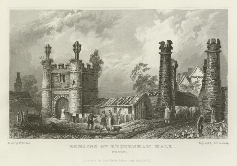 Pozůstatky Beckenham Hall, Essex od William Henry Bartlett