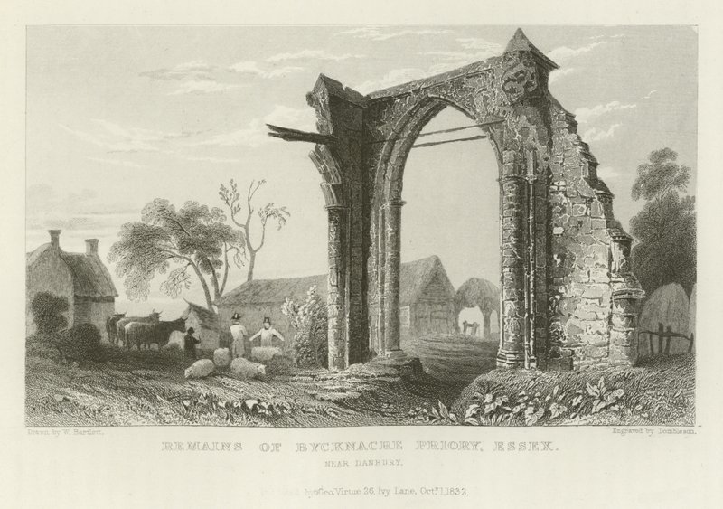 Pozůstatky Bicknacre Priory, Essex, poblíž Danbury od William Henry Bartlett