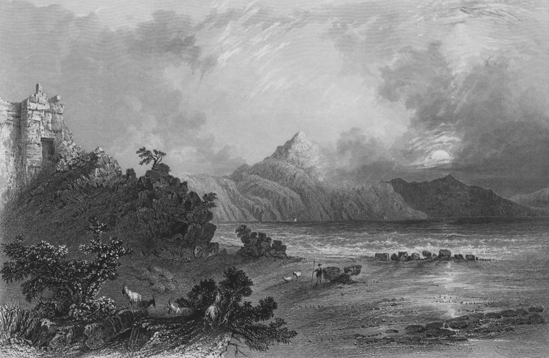 Pozůstatky přístavu Seleucia, poblíž Suadeah, v dálce Mount Casius od William Henry Bartlett