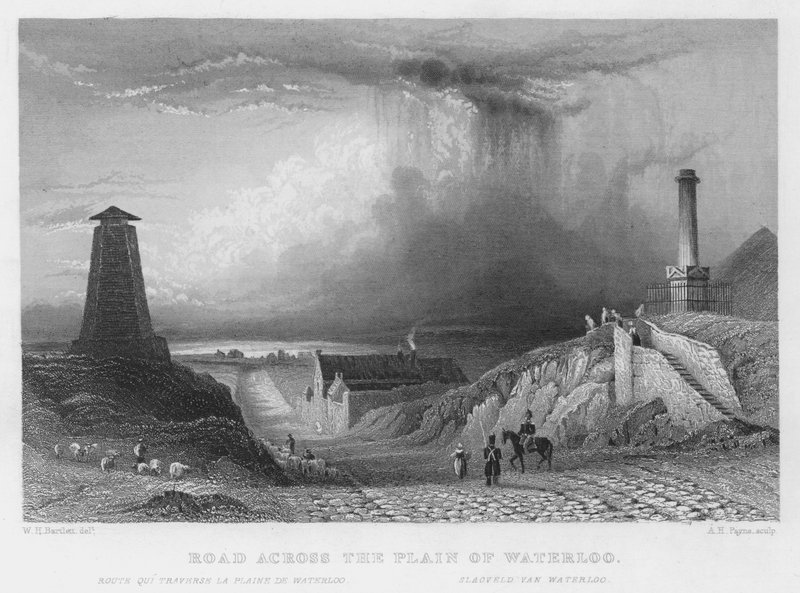 Cesta přes rovinu Waterloo (rytina) od William Henry Bartlett