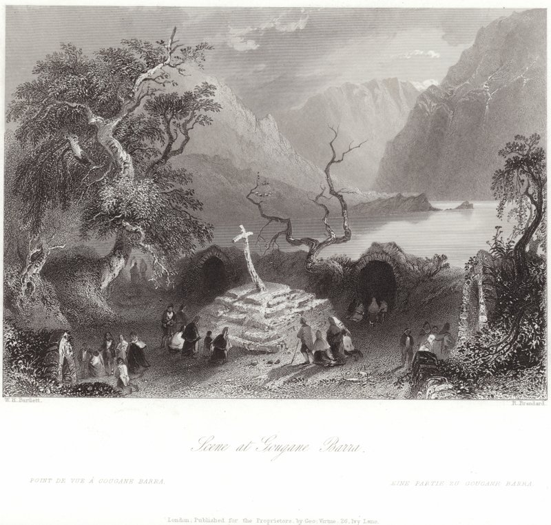 Scéna v Gougane Barra v hrabství Cork od William Henry Bartlett