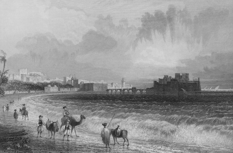 Sidon, na cestě z Bejrútu od William Henry Bartlett