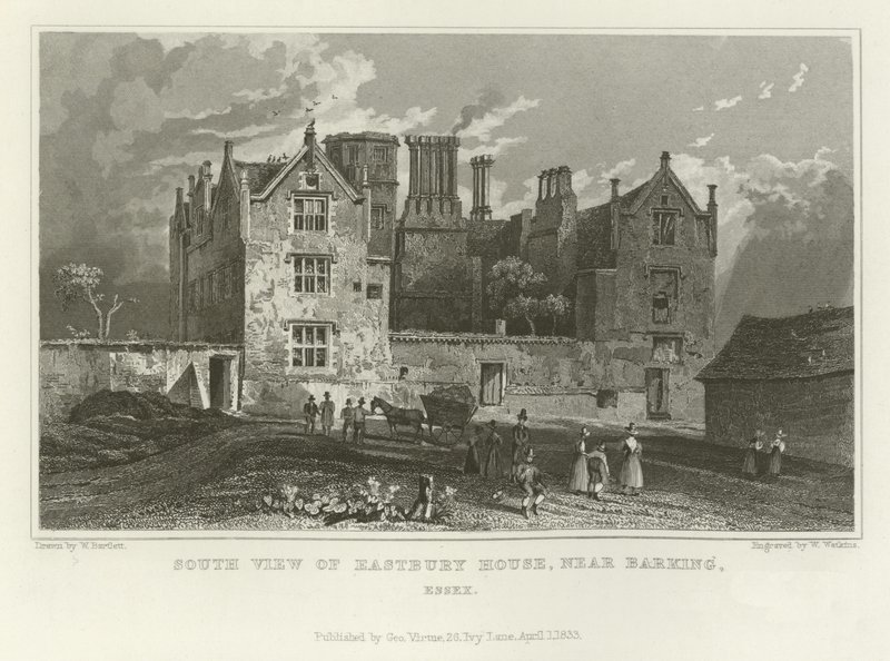 Jižní pohled na Eastbury House, poblíž Barking, Essex od William Henry Bartlett