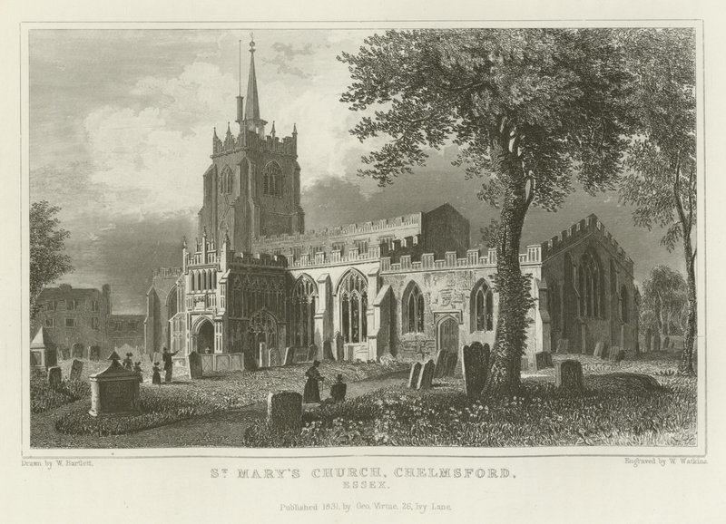 Kostel Panny Marie, Chelmsford, Essex od William Henry Bartlett