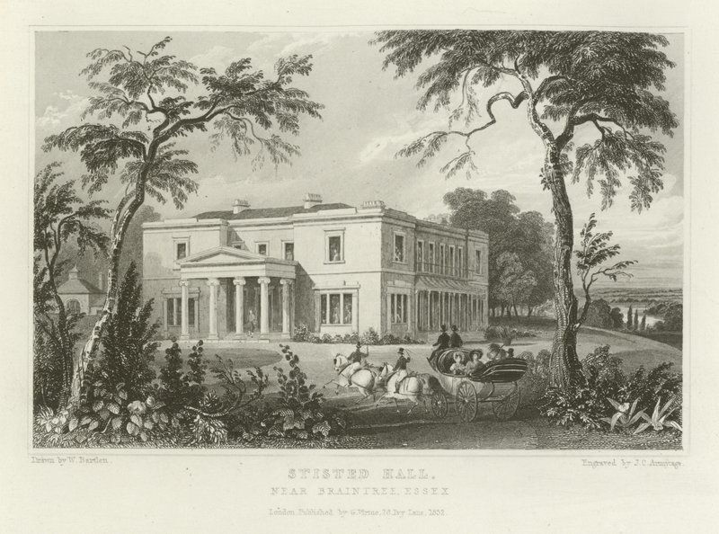 Stisted Hall, poblíž Braintree, Essex od William Henry Bartlett