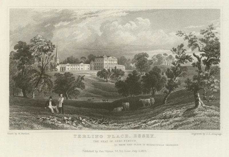 Terling Place, Essex, sídlo generála Strutta od William Henry Bartlett