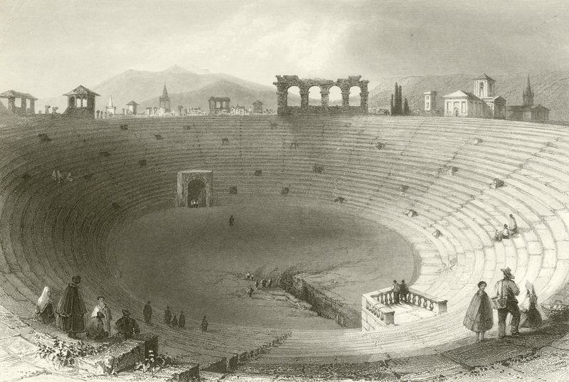 Amfiteátr, Verona od William Henry Bartlett