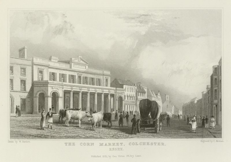 Kukuřičný trh, Colchester, Essex od William Henry Bartlett