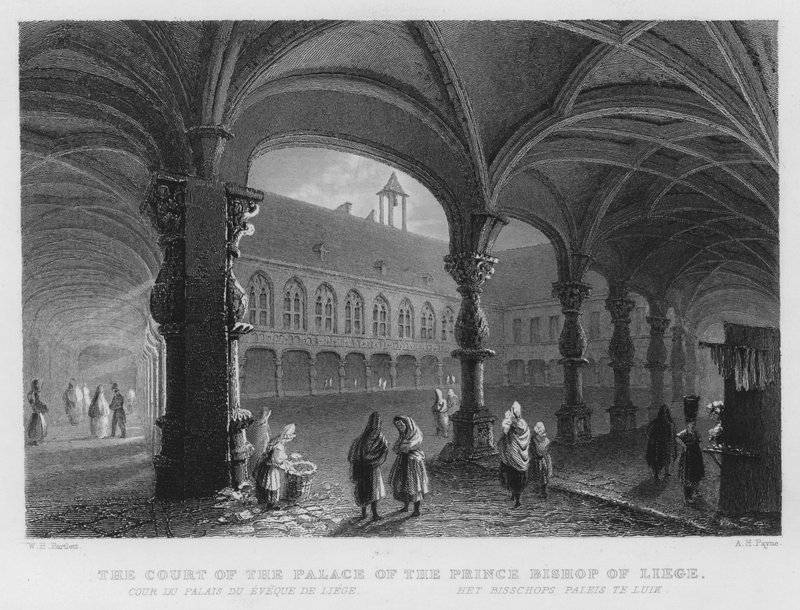 Dvůr paláce prince biskupa z Lutychu (rytina) od William Henry Bartlett