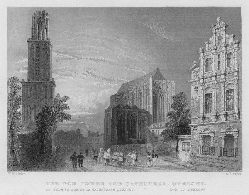 Věž a katedrála Dom, Utrecht (rytina) od William Henry Bartlett