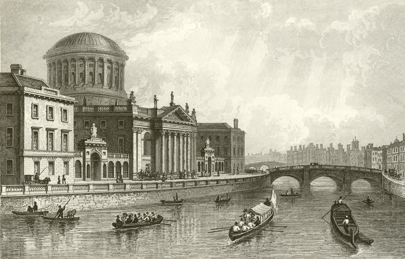Čtyři soudy, Dublin od William Henry Bartlett