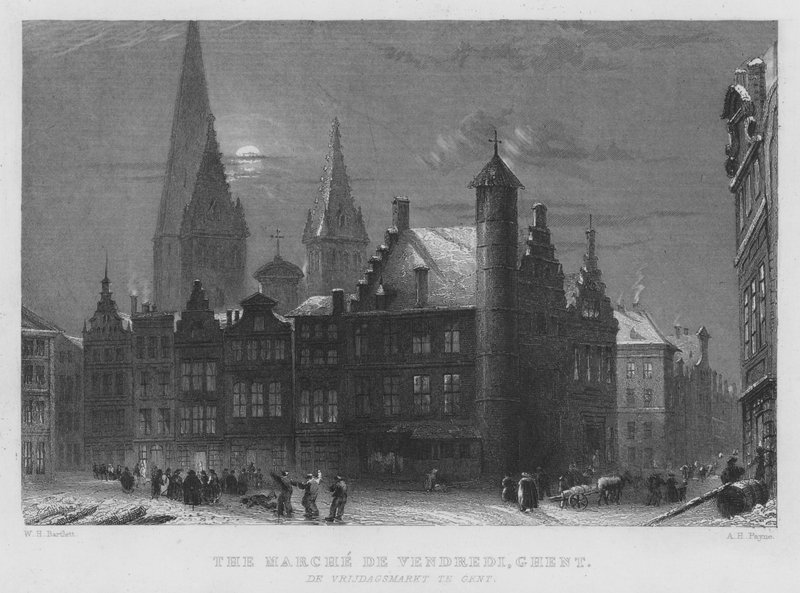 Páteční březen, Gent (rytina) od William Henry Bartlett