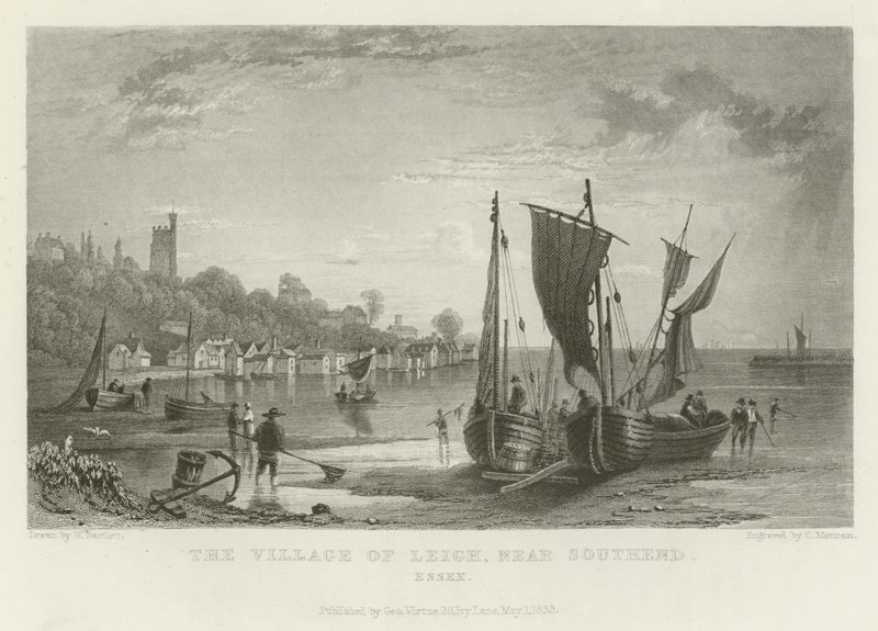 Vesnice Leigh u Southendu, Essex od William Henry Bartlett