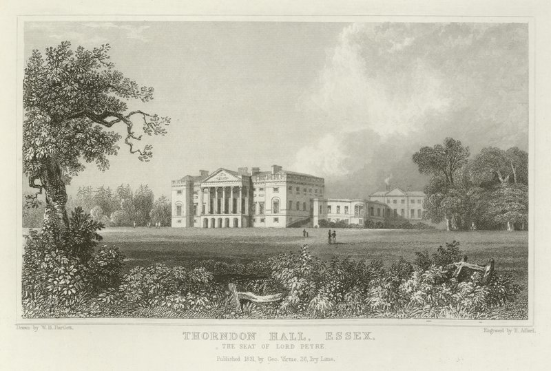 Thorndon Hall, Essex, sídlo lorda Petrea od William Henry Bartlett