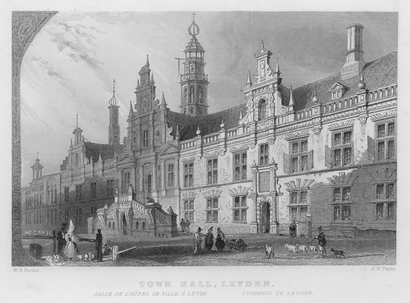Town Hall, Leyden (rytina) od William Henry Bartlett