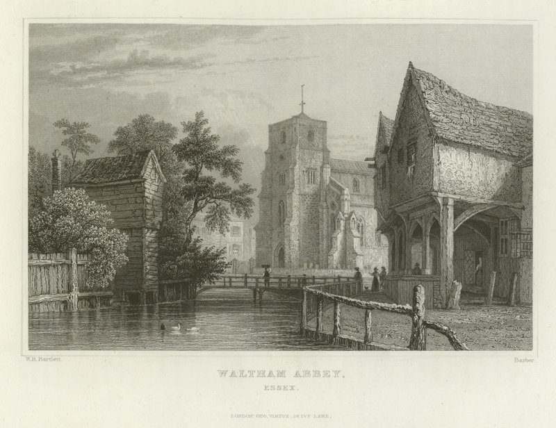 Waltham Abbey, Essex od William Henry Bartlett