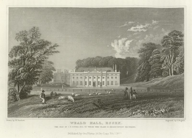 Weald Hall, Essex, sídlo CT Tower, Esquire od William Henry Bartlett