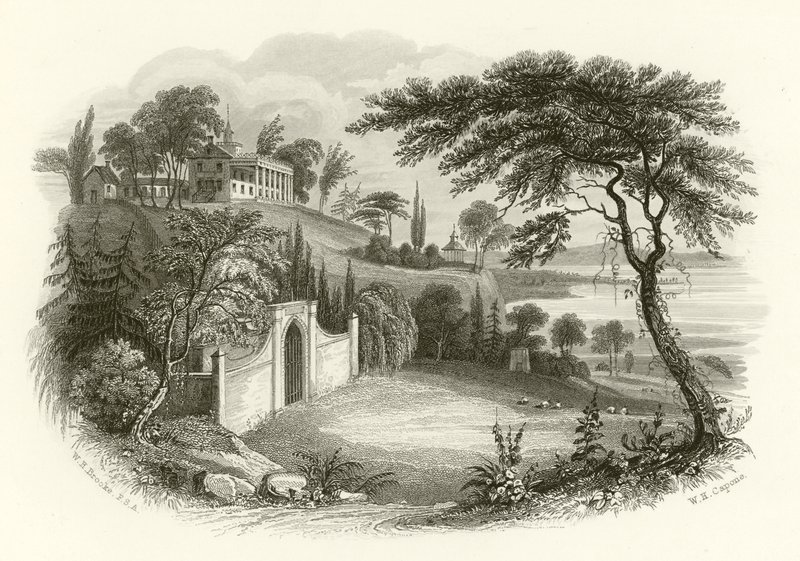 Washingtonova rezidence a hrobka, Mount Vernon, na řece Potomac od William Henry Brooke