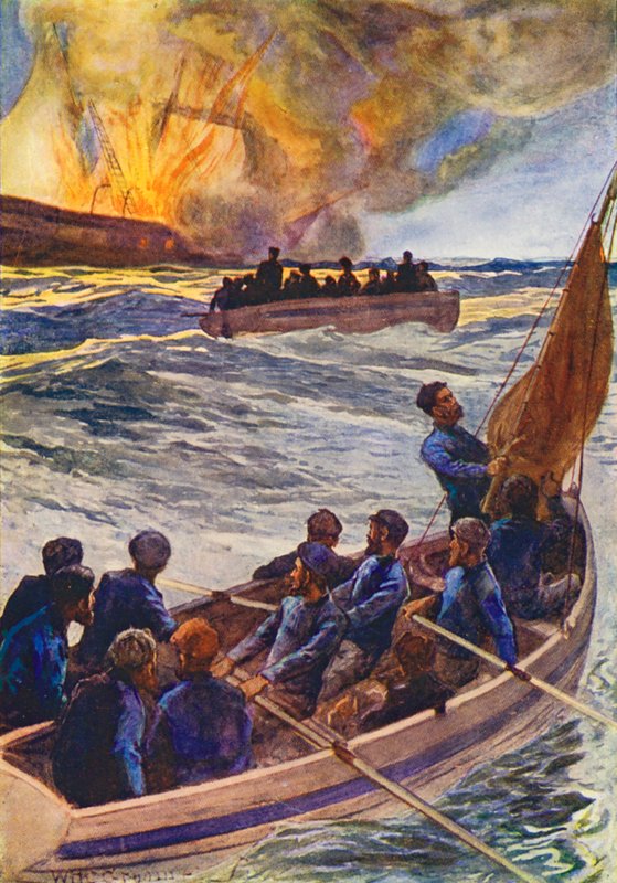 Ilustrace k filmu Ledový svět aneb velrybářská plavba delfína (barevná litografie) od William Henry Charles Groome